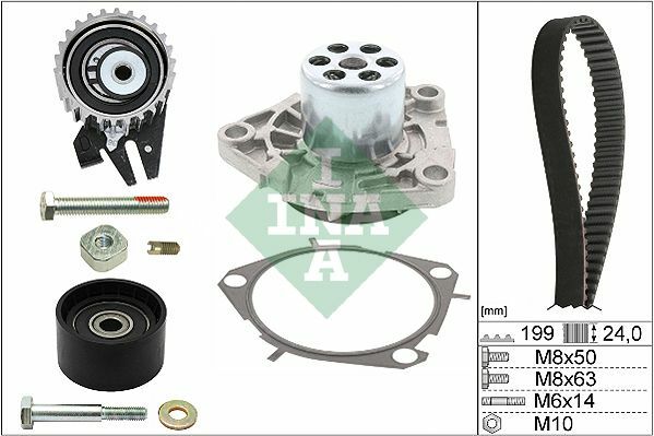DISTRIBUTION KIT INA+P.ACQUA+C.SERV. FOR ALFA ROMEO 147 1.9JTD engine 937A5000