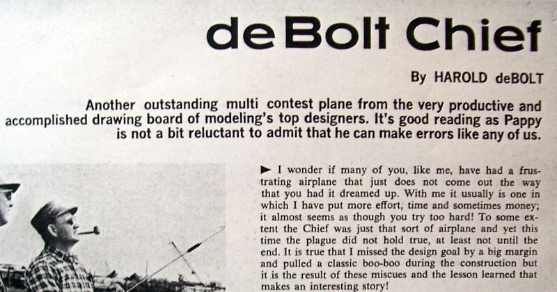 deBolt CHIEF PLAN +ARTICLE & PARTS PATTERNS for 64" Multi RC Model Airplane