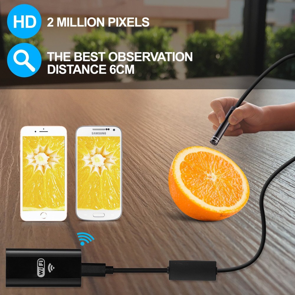 5M 8LED WiFi Borescope Endoscope Inspection Camera for iPhone Android iOS