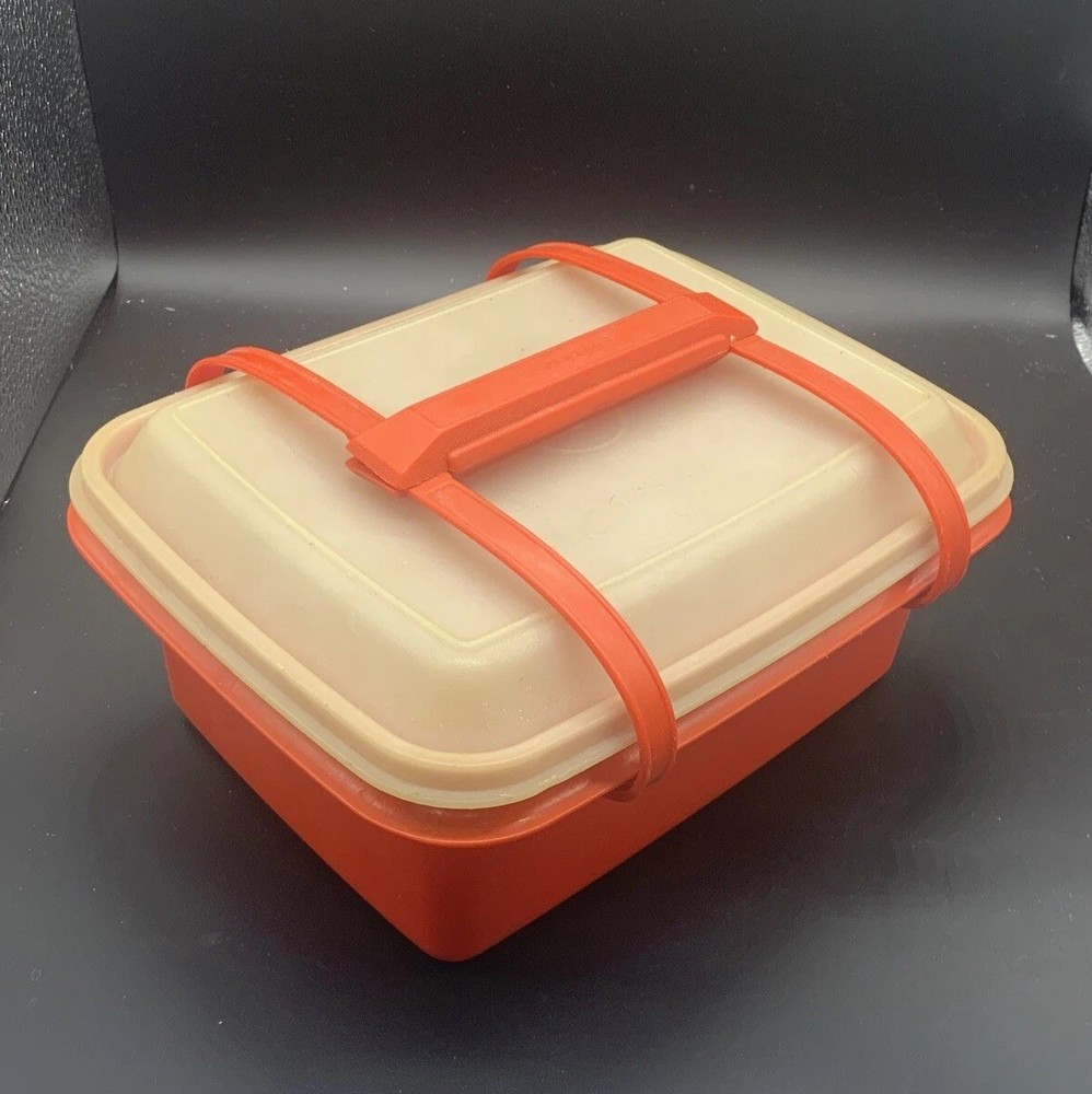 T162b Orange Tupperware 3-pc Lunchbox Only - no inserts 1254