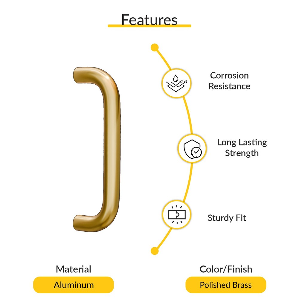 Brixwell Solid Pull Handle Brass 6" CTC Polished Brass Finish