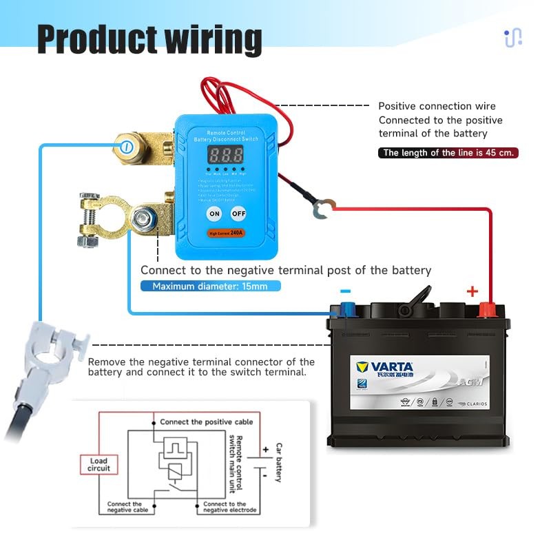 12V 240A Remote Battery Disconnect Switch, Kill Switch for Led Voltage Display