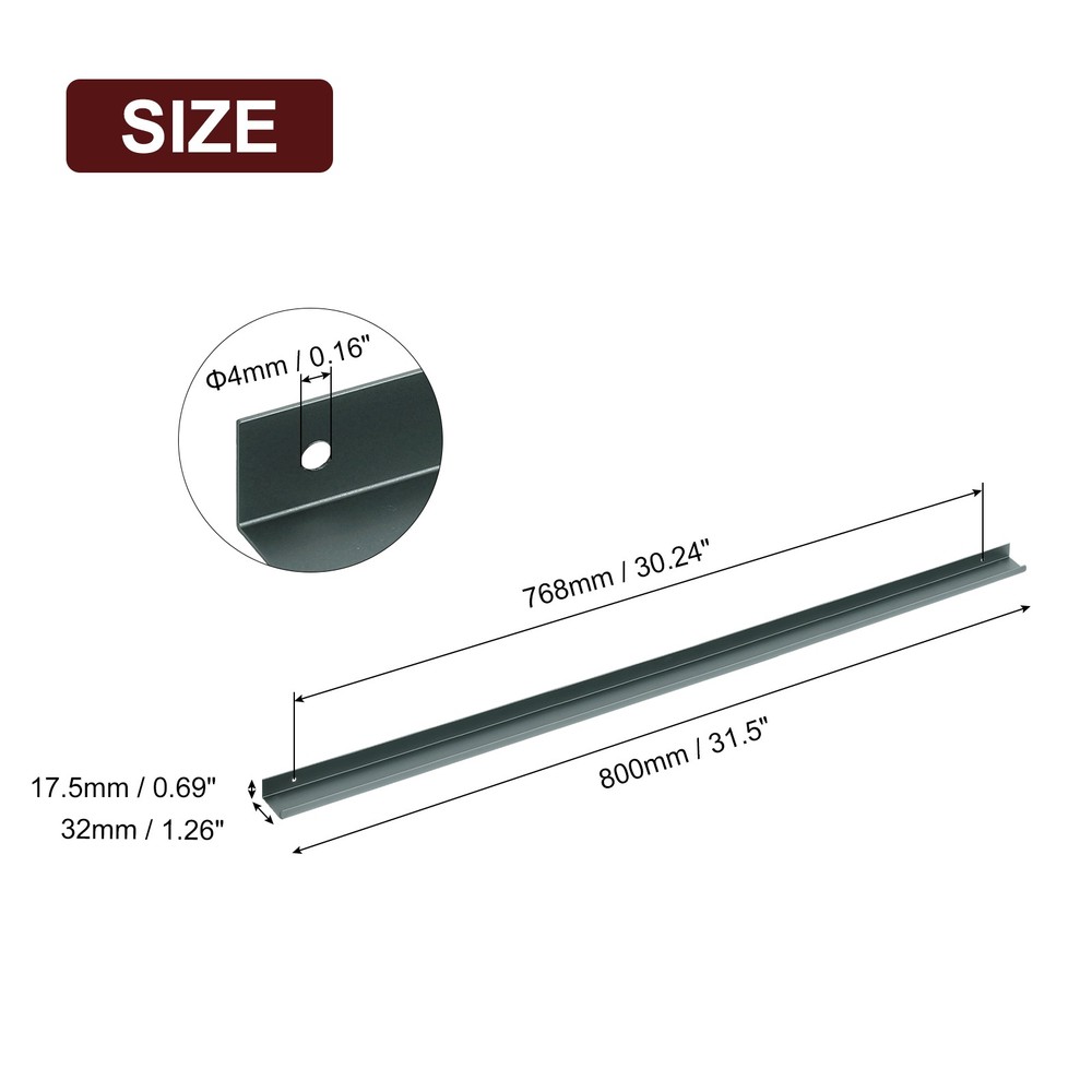 Cabinet Edge Finger Pull, 3pcs 800mm / 31.5" Hidden Cabinet Pulls, Gray