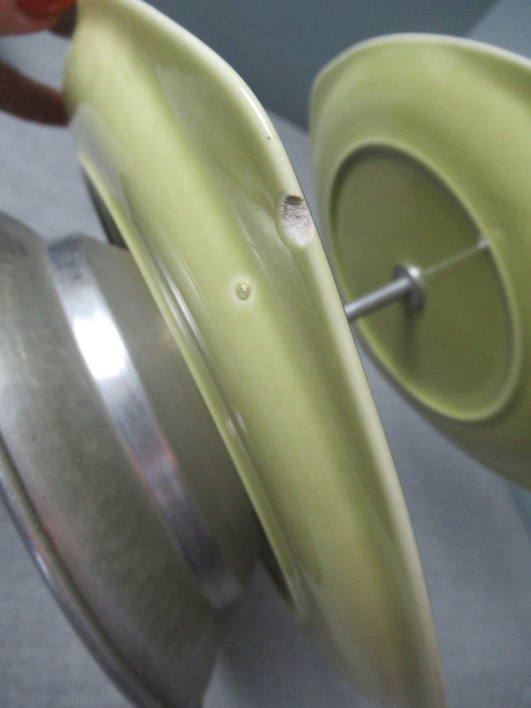 MCM Avocado Two Tier Serving Plates - Squared Hammered Aluminum f5 vh