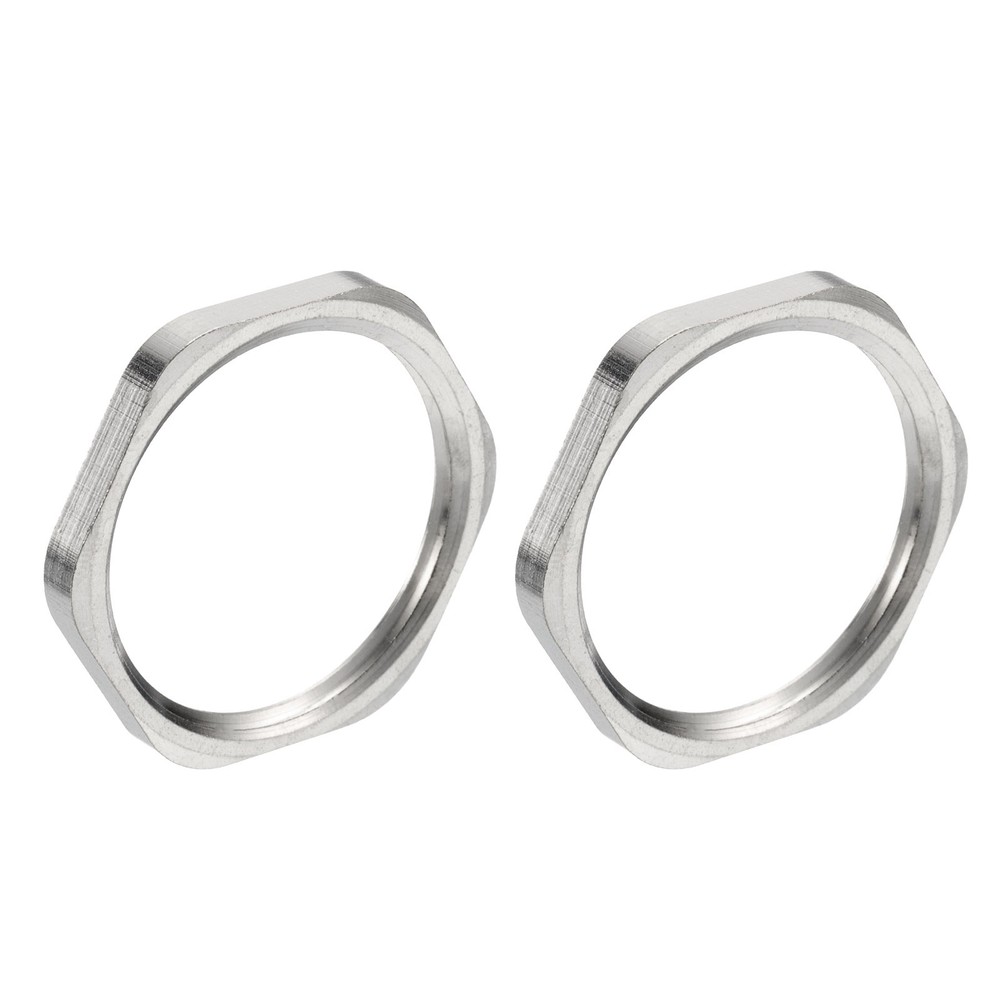 2PCS Cast Pipe Fitting Hex Locknut Nut NPT1" Female Thread Silver Tone