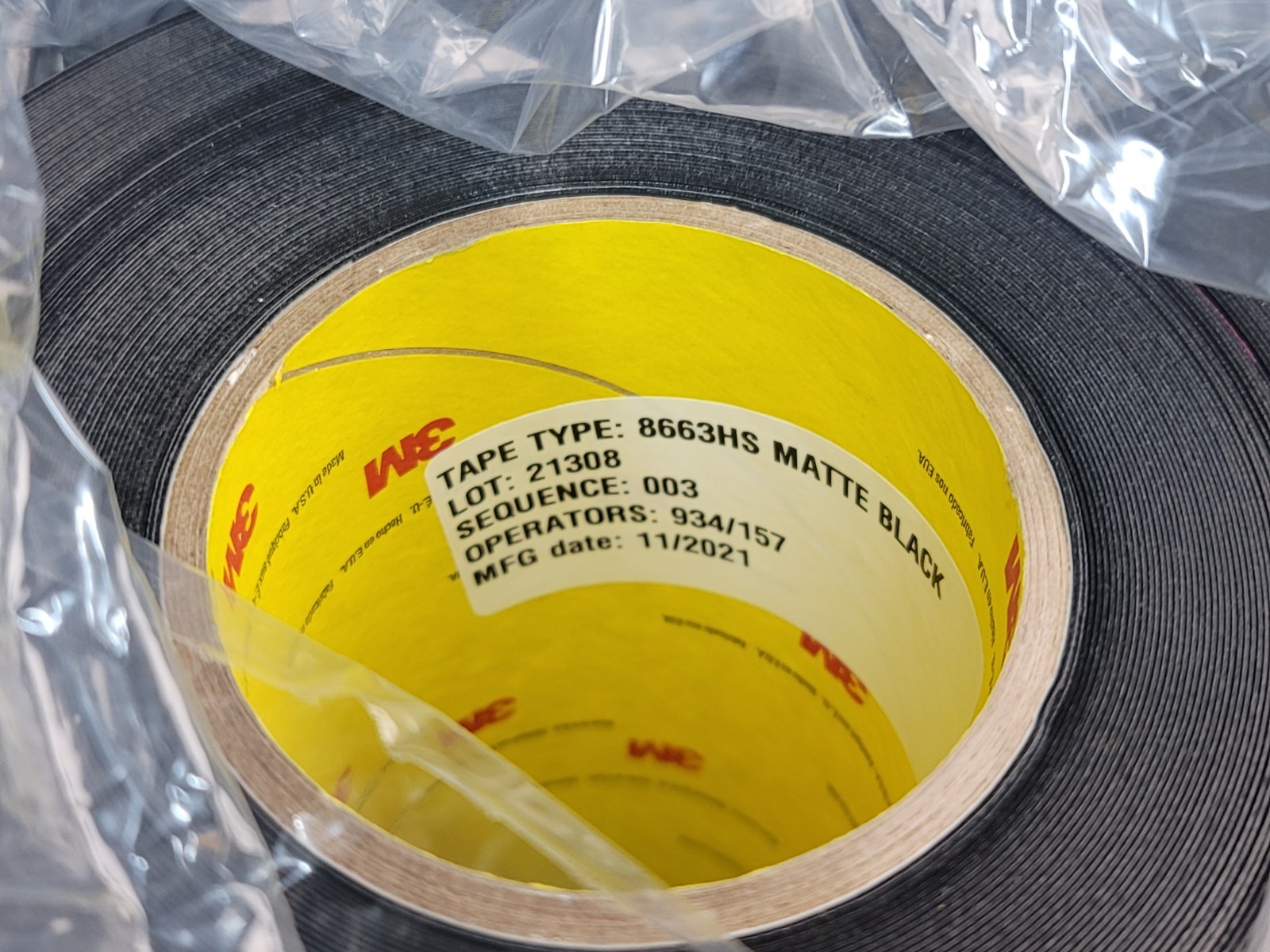 3M 8663HS Polyurethane Protective Tape 12"x36yd Matte Black Skip Slit 18 mil 700