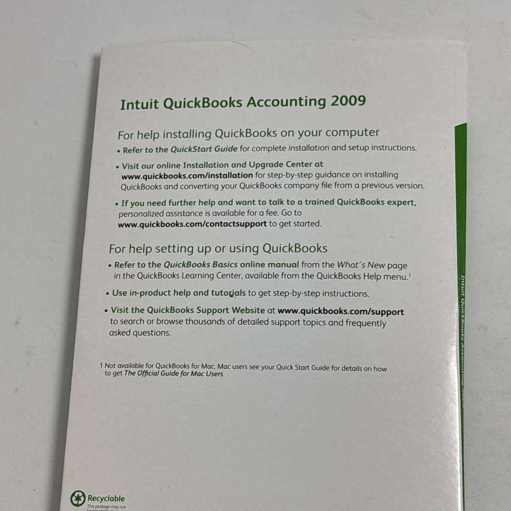 Mac Intuit QuickBooks 2009 Accounting Software CD W/Key Code NO SUBSCRIPTION