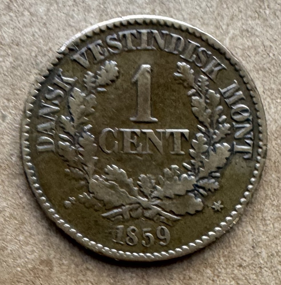 DANISH WEST INDIES 1859 CENT BRONZE KM# 63
