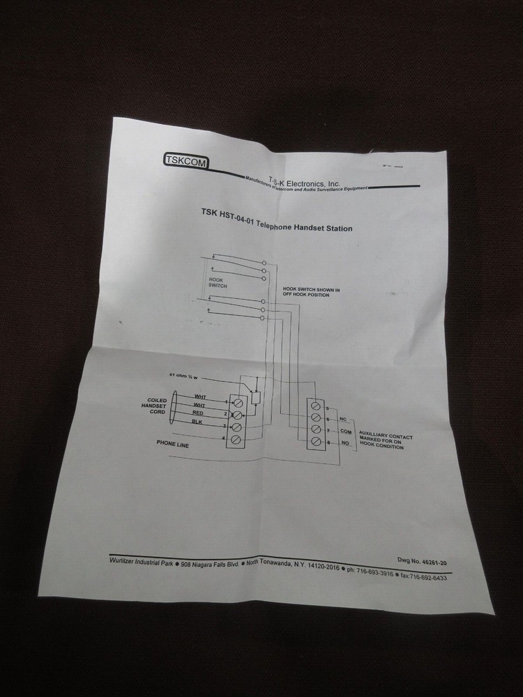 New TSK HST-04-01 Telephone Handset Intercom Station, TSKCOM