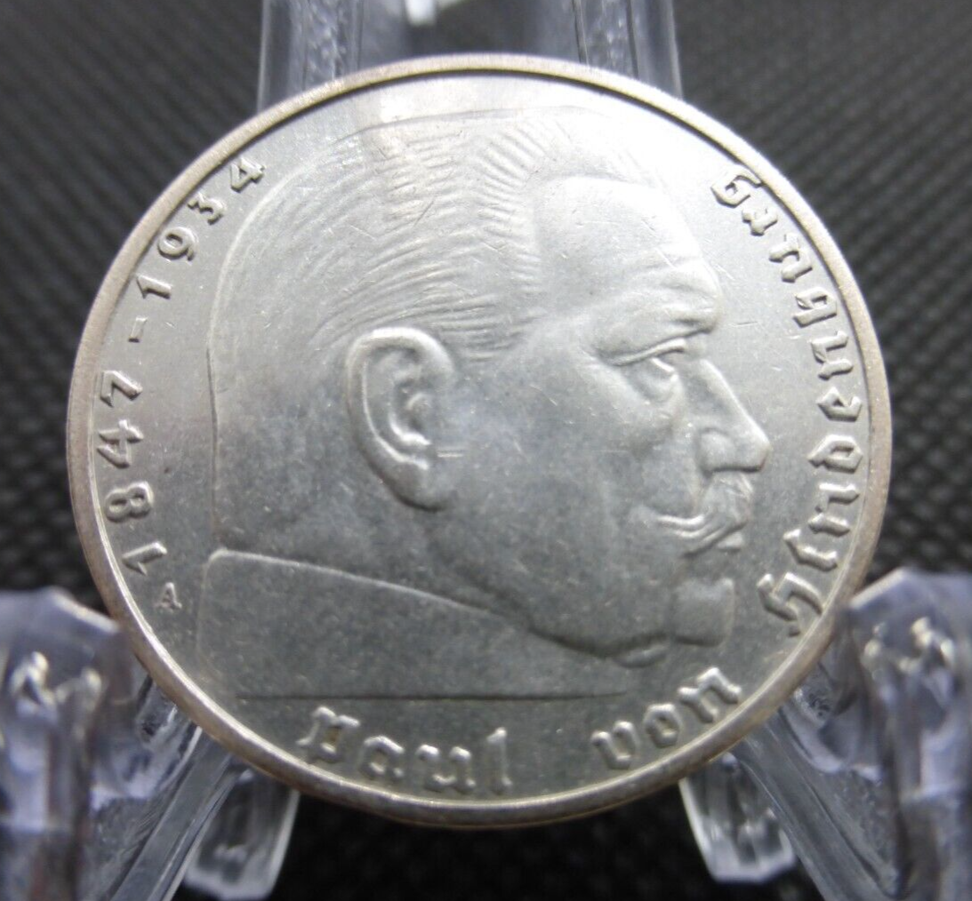 *3x Silver Coin Year Set* Rare Third Reich WW2 2 Reichsmark Hindenburg Lot