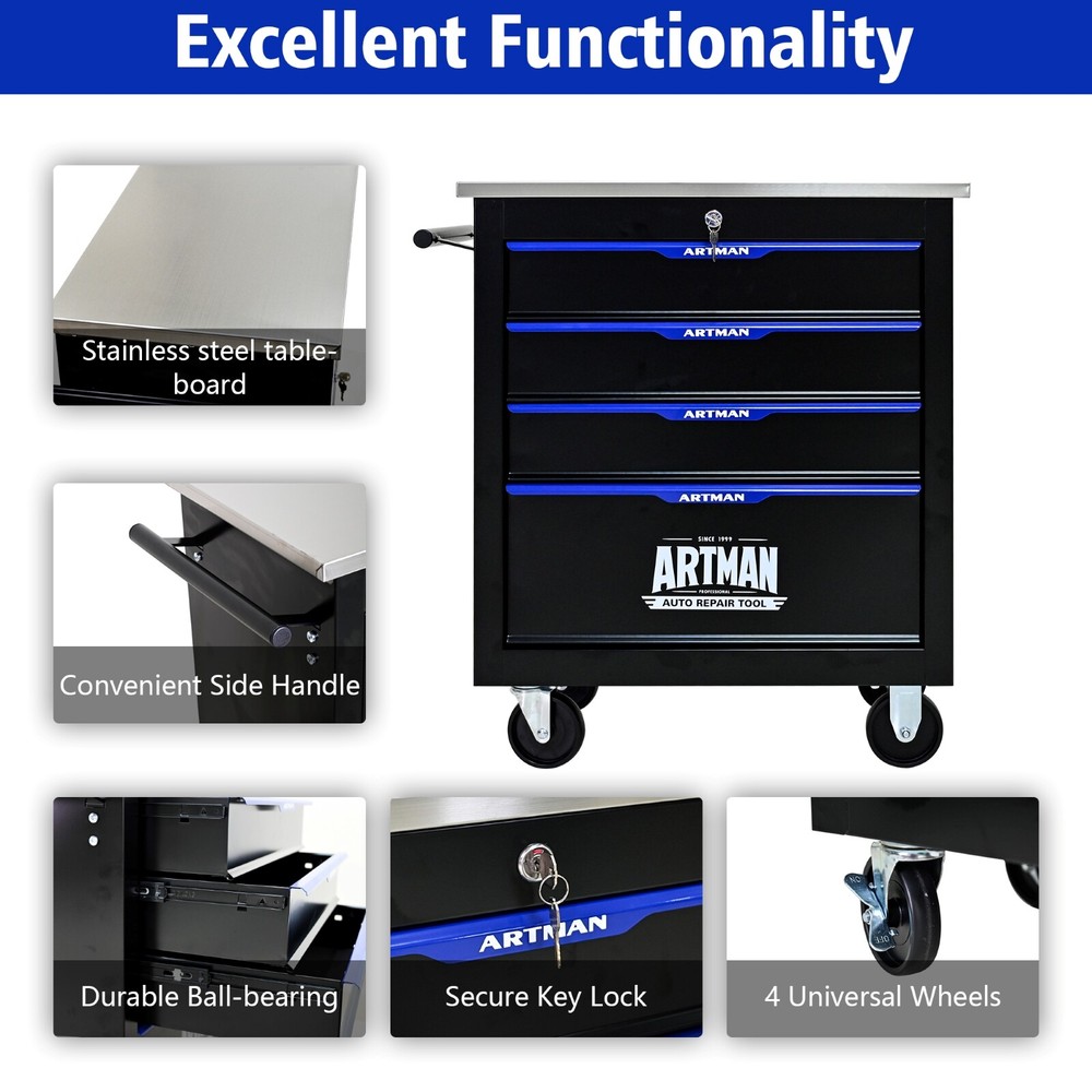 4 Drawer Rolling Tool chest, Tool Organizer, Splicable,for Garage Workshop,diyer