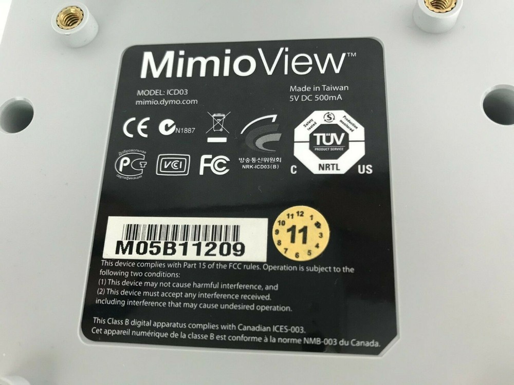 DYMO Mimio View White USB Document Camera Model ICD03