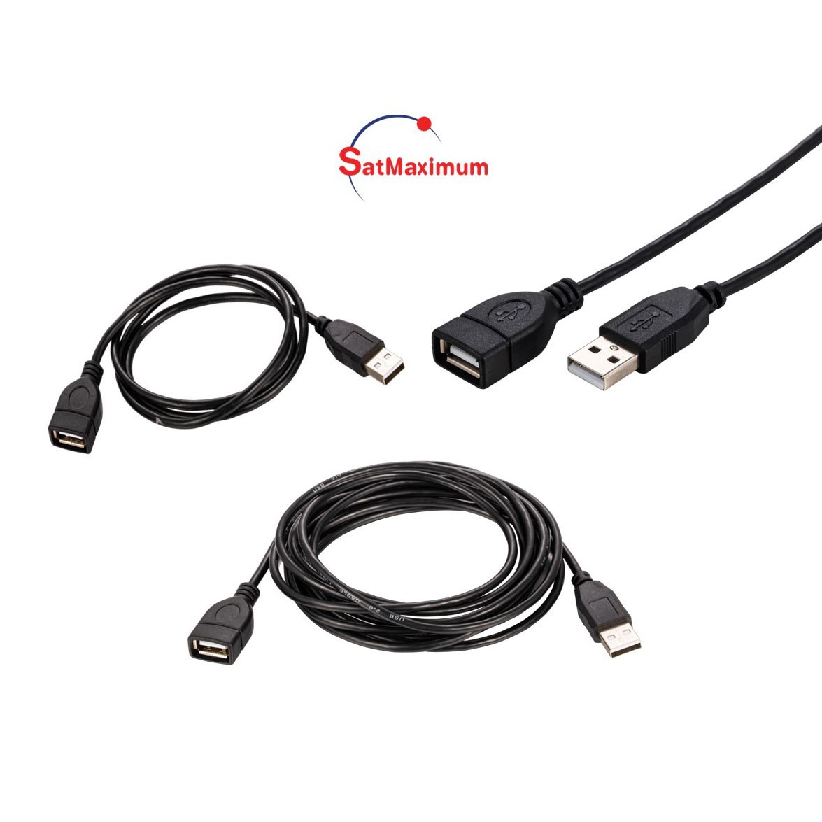 USB 2.0 Extension Cable Black AM to AF Super Speed EXT Cord 3-15ft Multi-Pk LOT