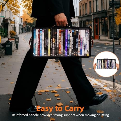 4 Pack DVD Storage Box, Stackable Oxford Fabric DVD Cases Holder with Front