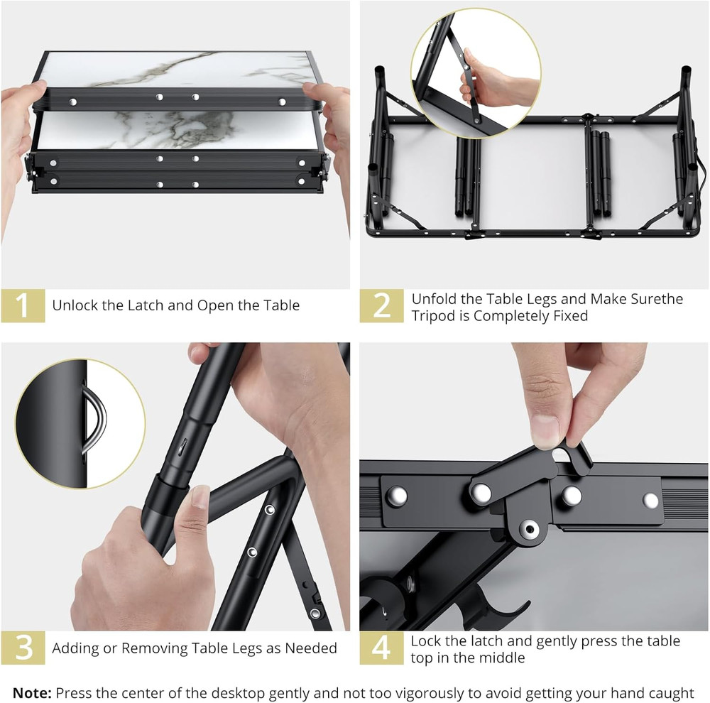 Folding Camping Table Aluminum Portable Picnic Table Adjustable Height