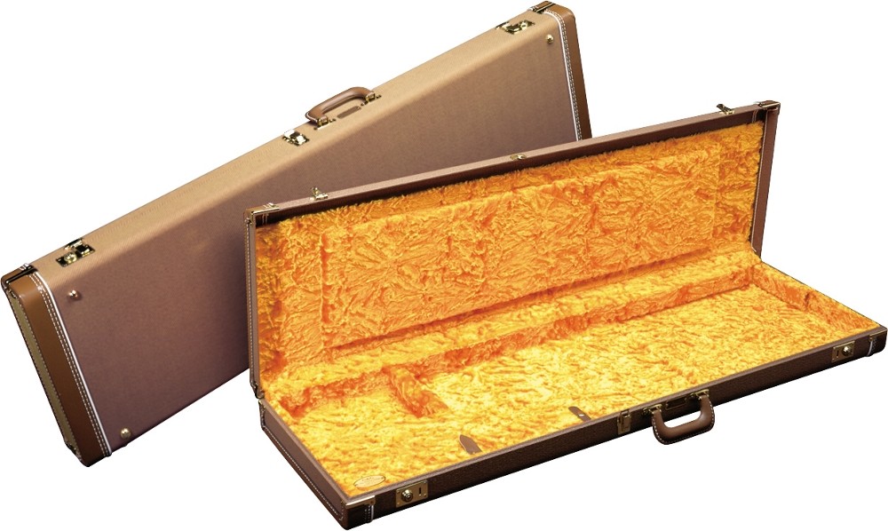 Fender Jazzmaster Hardshell Case Brown Gold Plush Interior