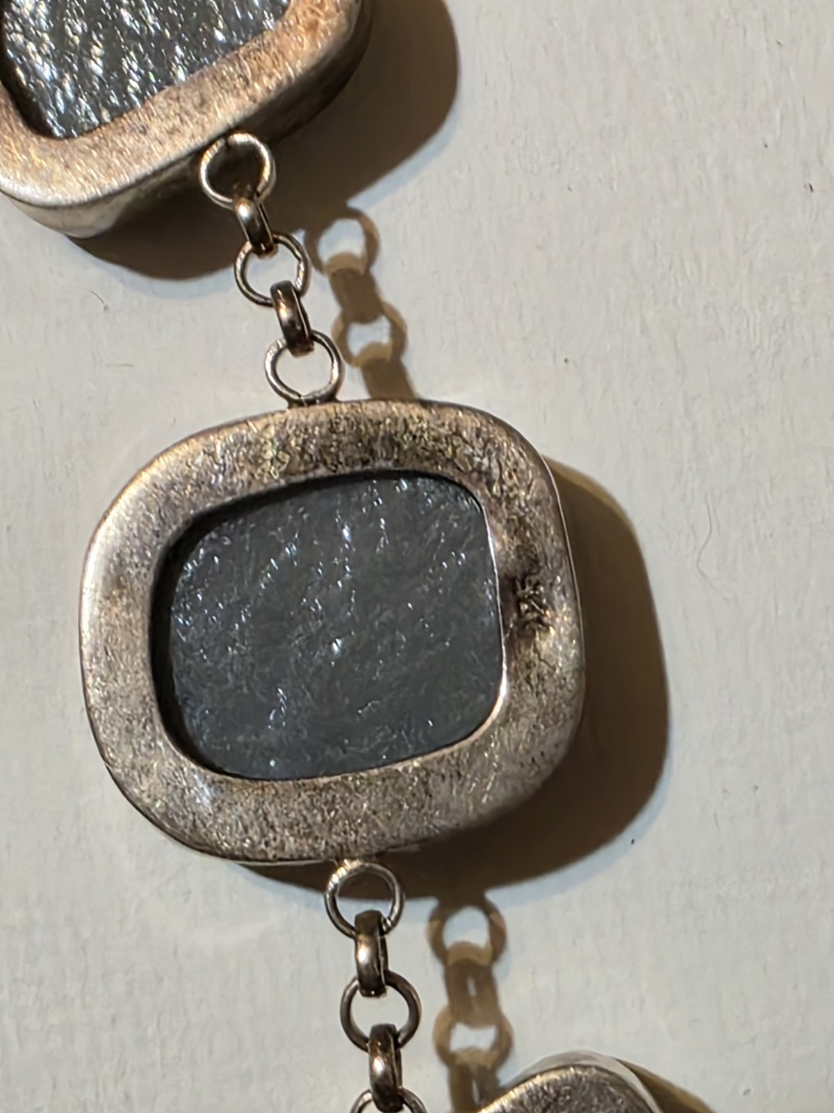 Signed Sterling Silver Dichroic Art Glass Necklace Bracelet Set Large Statement