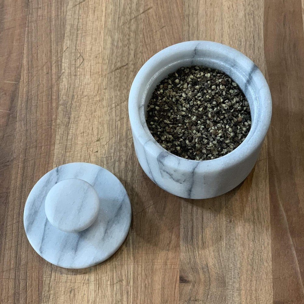 Marble Salt Cellar, White 3" x 3"