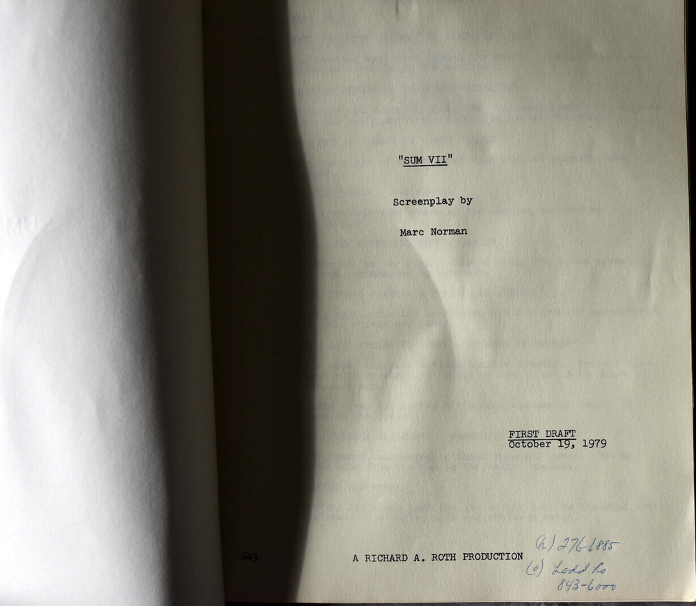 1979 SUM VII Original Screenplay Script First Draft
