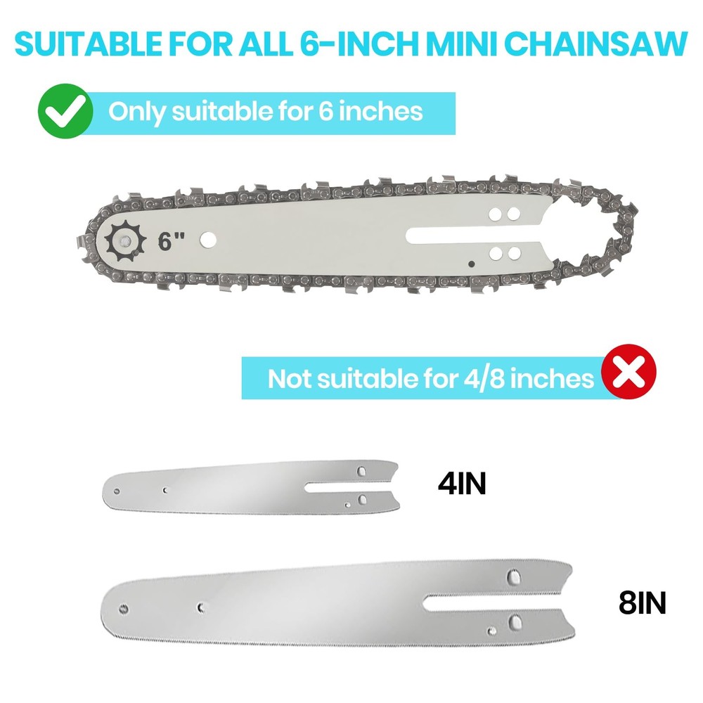 6 IN Chainsaw Chains set 4 Pack 37 Drive Links 1/4LP replacement New