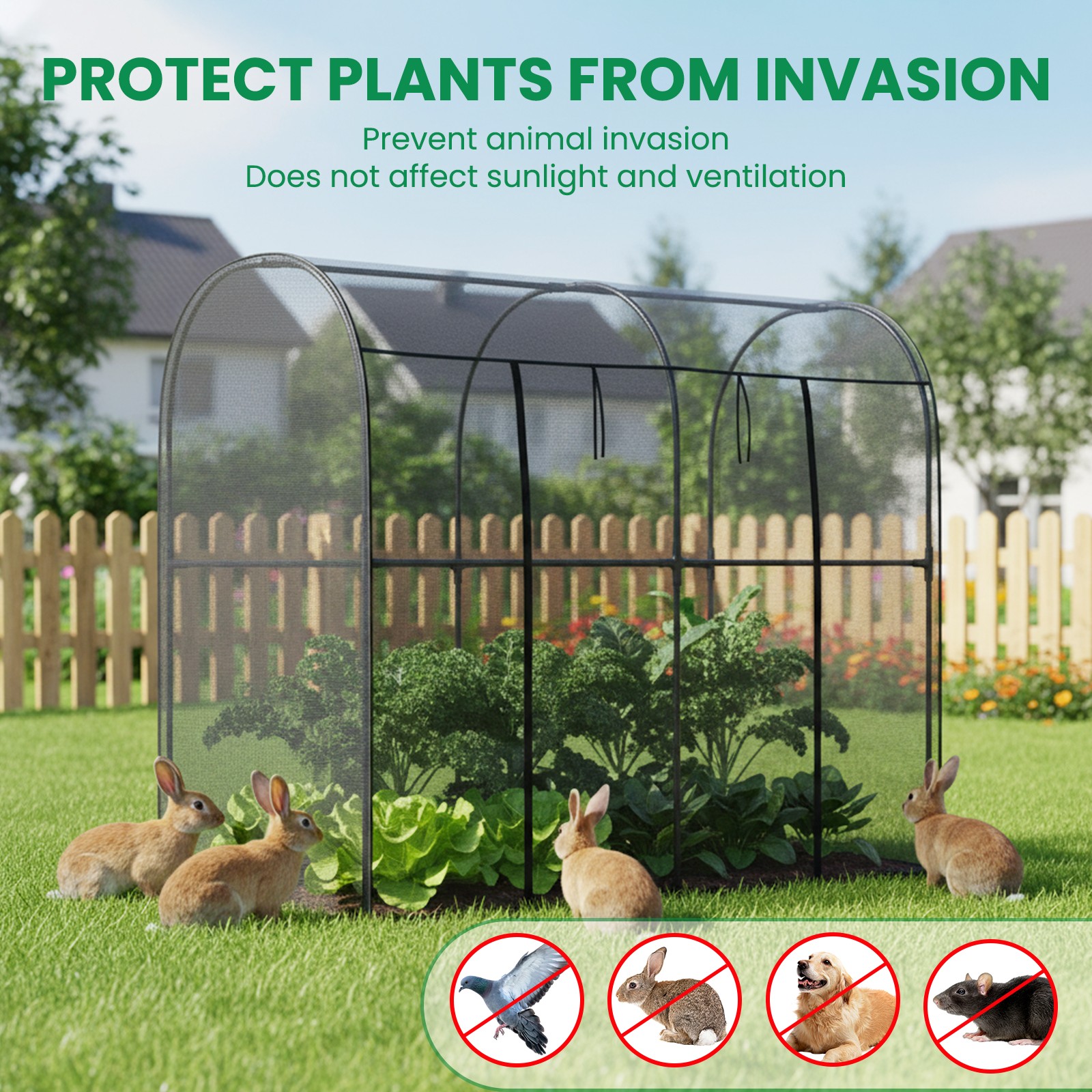 12x4x6FT Walk-in Mesh Crop Cage Plant Cover Protection Tent For Vegetable