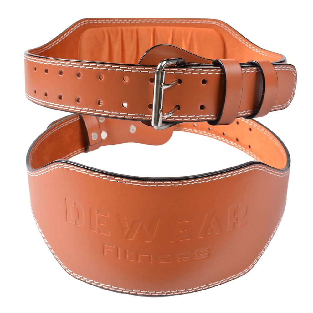 Leather Weight Lifting Belt, 4”& 6”Padded Lumbar Back Support, 10 Adjustable ...