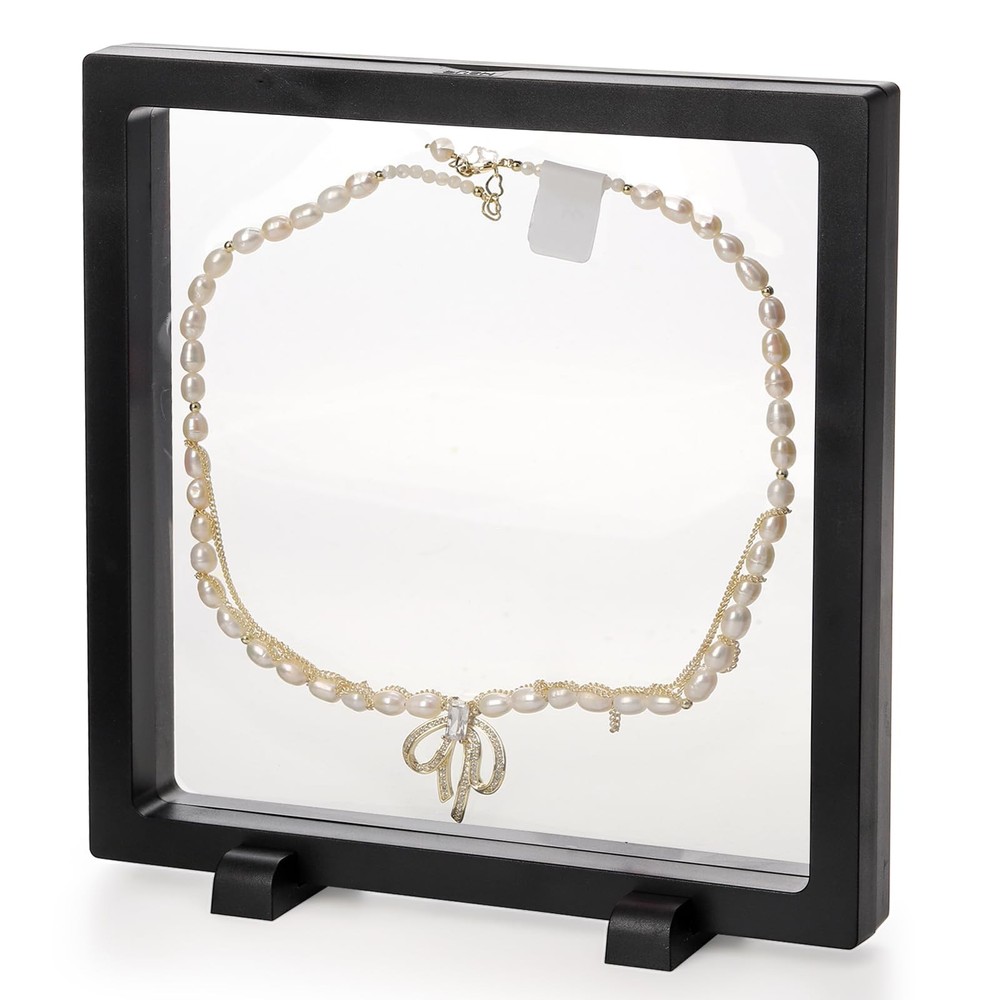 Dicunoy 8 Pack Large 3D Floating Display Case, 6" Black Rock