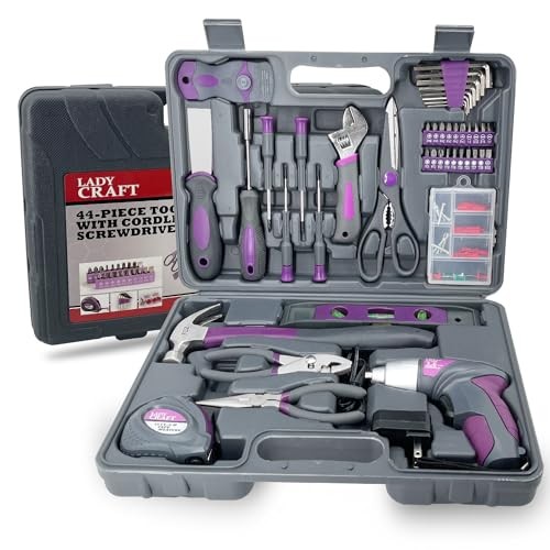 44PCS 4V Cordless Screwdriver Tool Kit Set Pink Color Tools Lady Tools Kit
