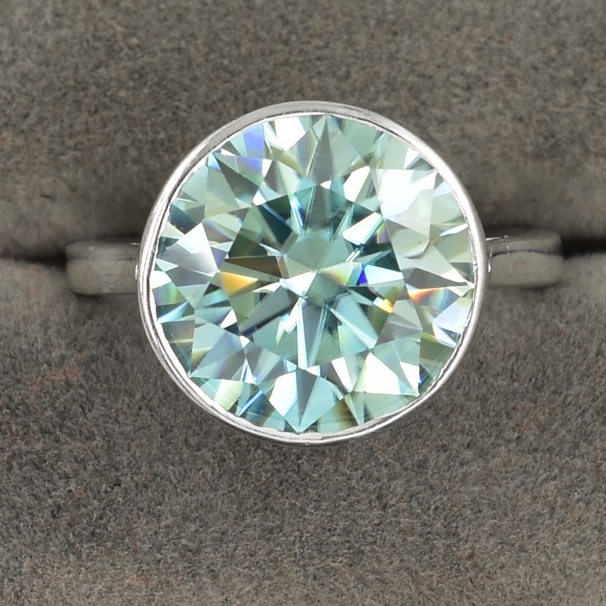 RARE 7 Ct Certified Blue Diamond Solitaire Ring, Bezel Setting - Tariffs FREE