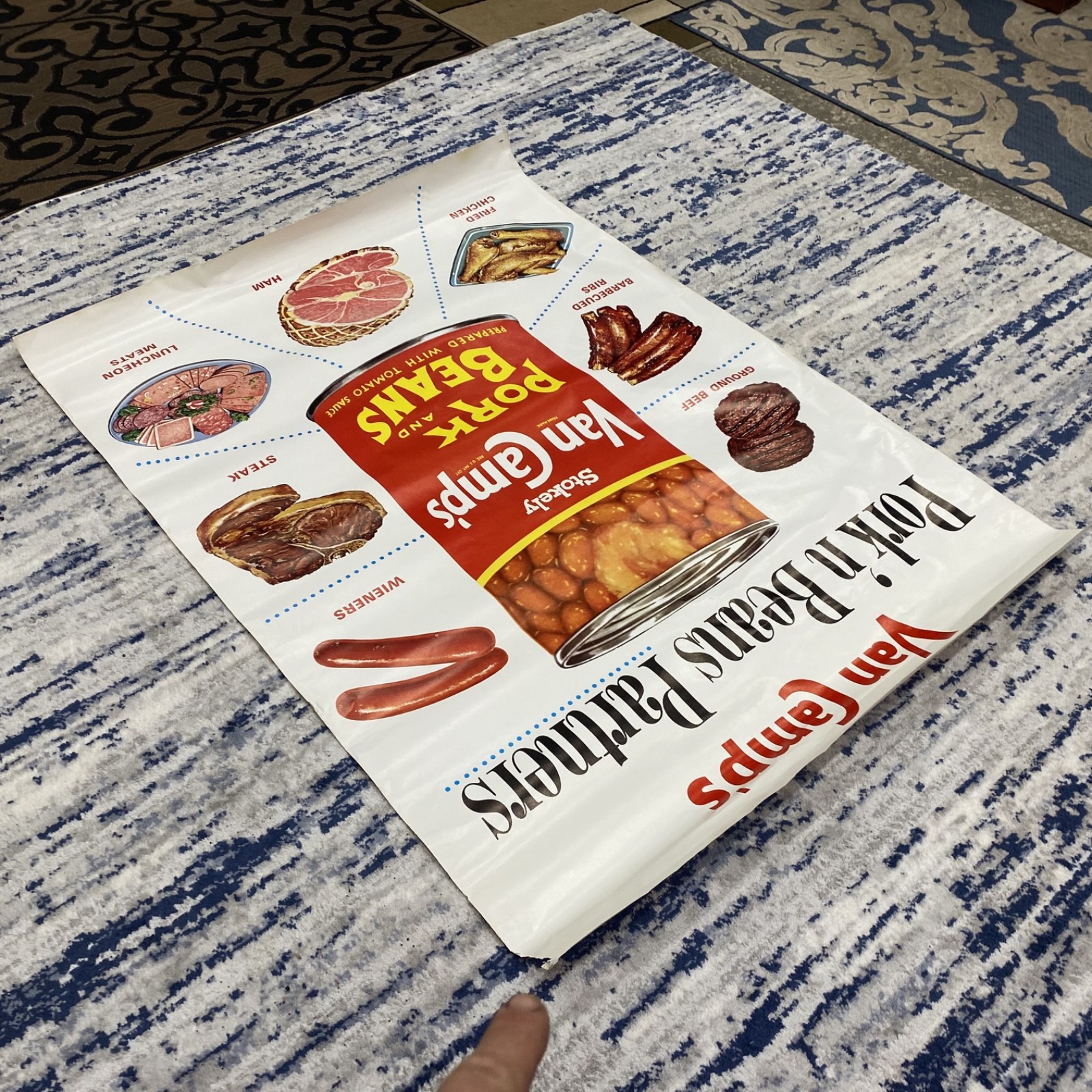 Vintage Grocery Store Advertising Display 58x42 Poster Van Camp's Pork and Beans