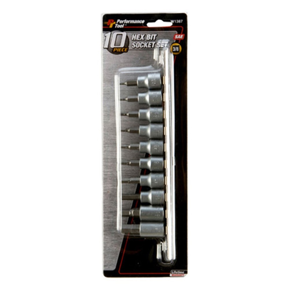 Performance Tool SAE Hex Bit Socket Set -10-Piece W1387