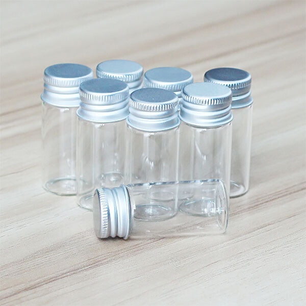 10ML Perfume Crafts Oils Screw Glass Bottles 10~100PCS Mini Jars Lids Aluminum