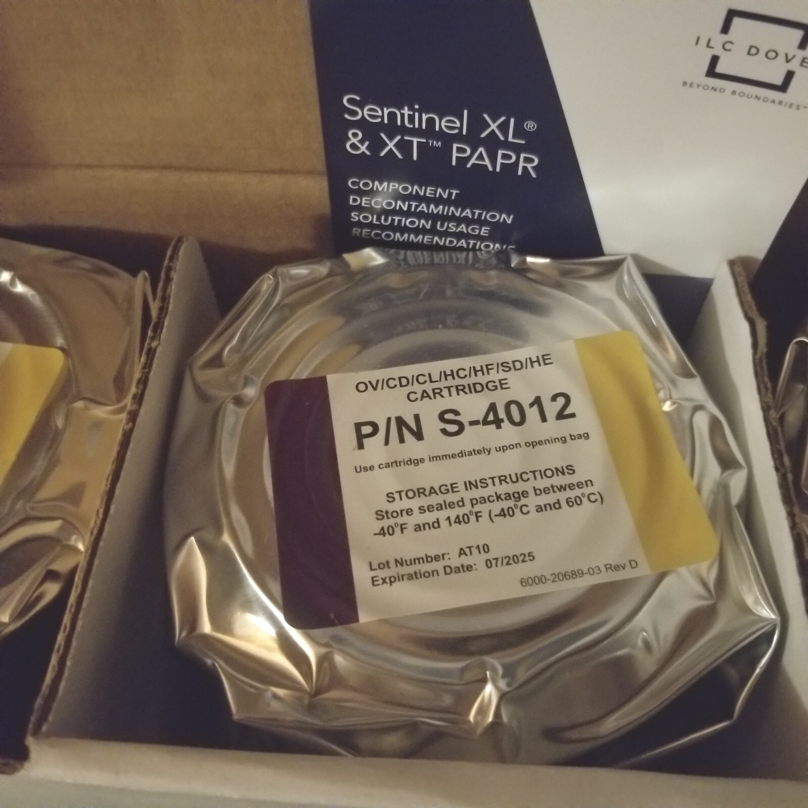 SEALED 3-PACK S-4012 XL PAPR Cartridge ORGANIC VAPOR HEPA ILC Dover Sentinel 3M