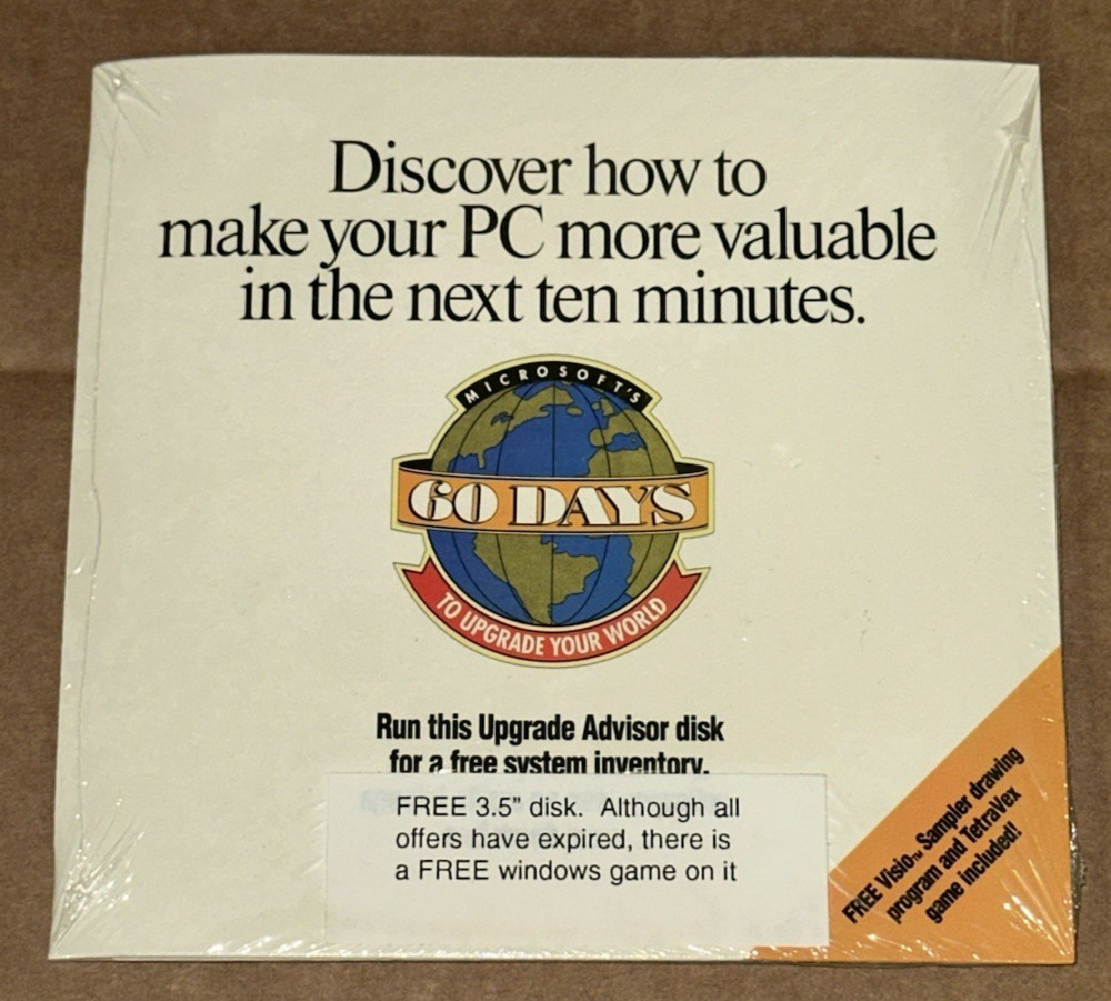 Microsoft Windows Upgrade Advisor Disk CD‑ROM System Inventory Sealed 098-51302