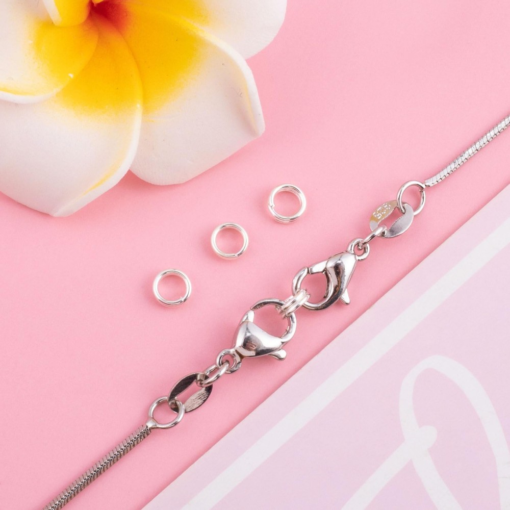 HINZIC 4 Pcs 925 Sterling Silver Split Jump Ring 4mm Small 4mm, 4mm-Silver