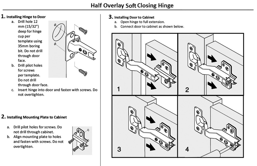 Berta Half Overlay Soft Closing Frameless Cabinet Hinges (20 Pack)