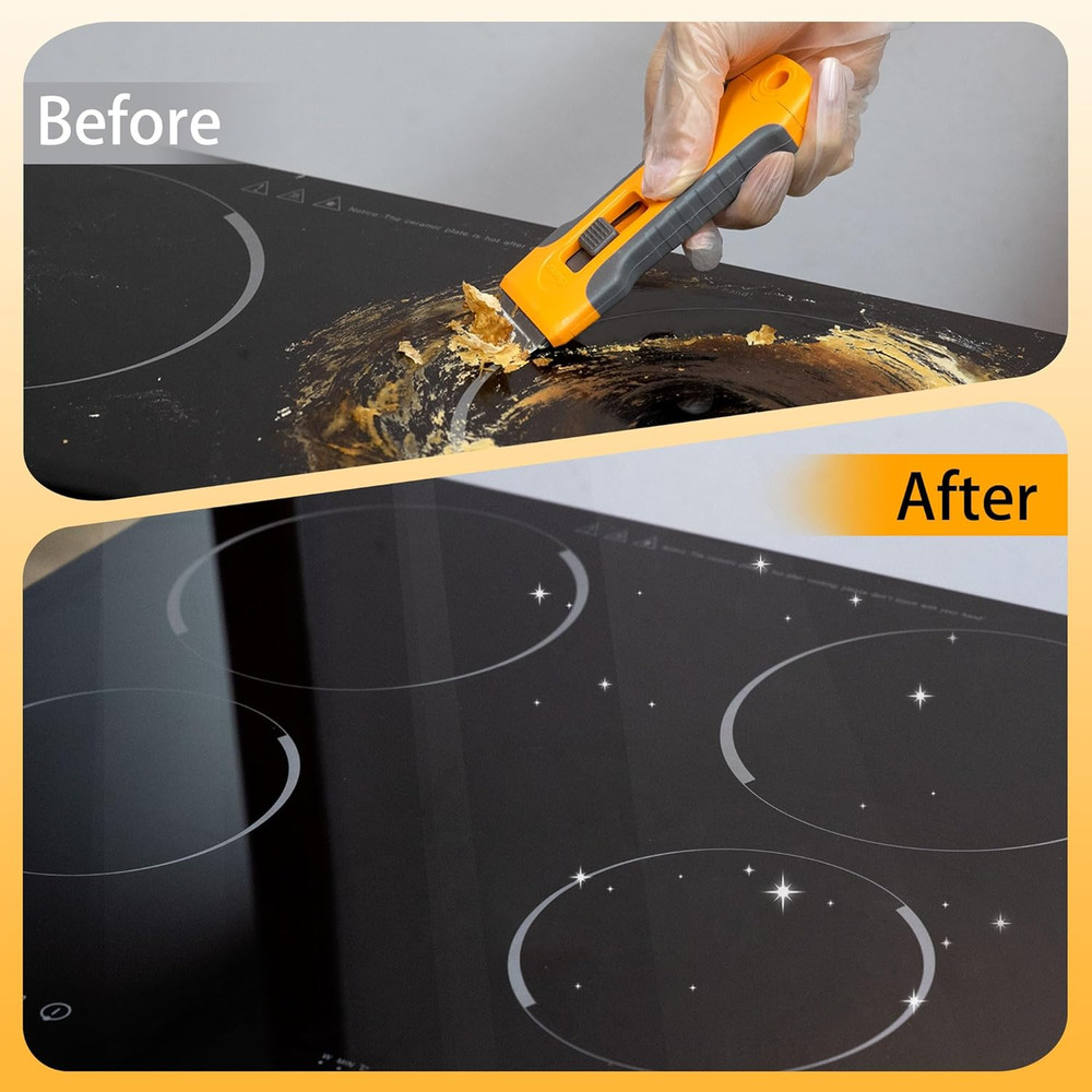 Razor Blade Scraper Tool with 15Pcs Extra Blades, Cleaning Razor Scraper for Gla