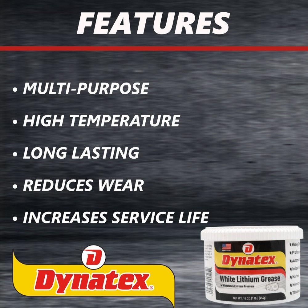 Dynatex White Lithium Grease 16 oz Tub Multi-Purpose (10-Pack)
