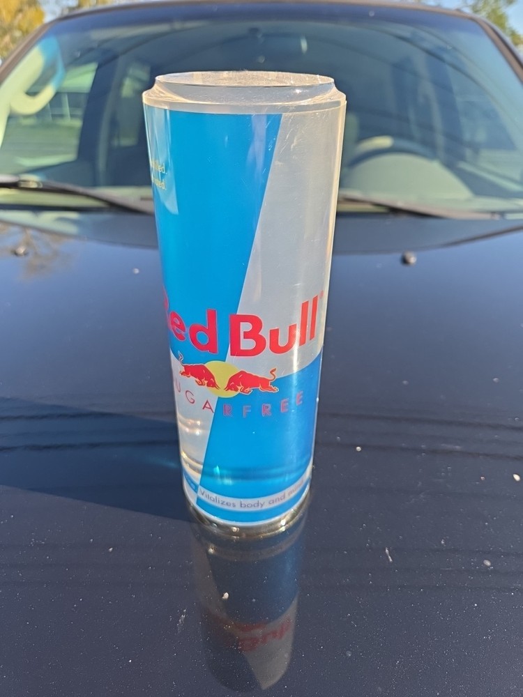 Red Bull Solid Acrylic Lucite Can Display Missing Base