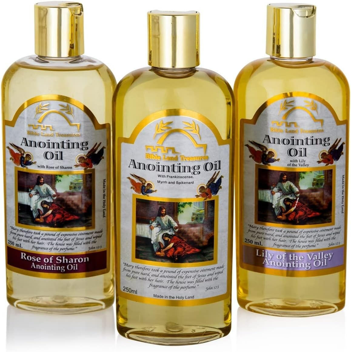 3 Bottle Set of Holy Land Treasures Anointing Oils Biblical 250 ml. - 8.45 fl.oz