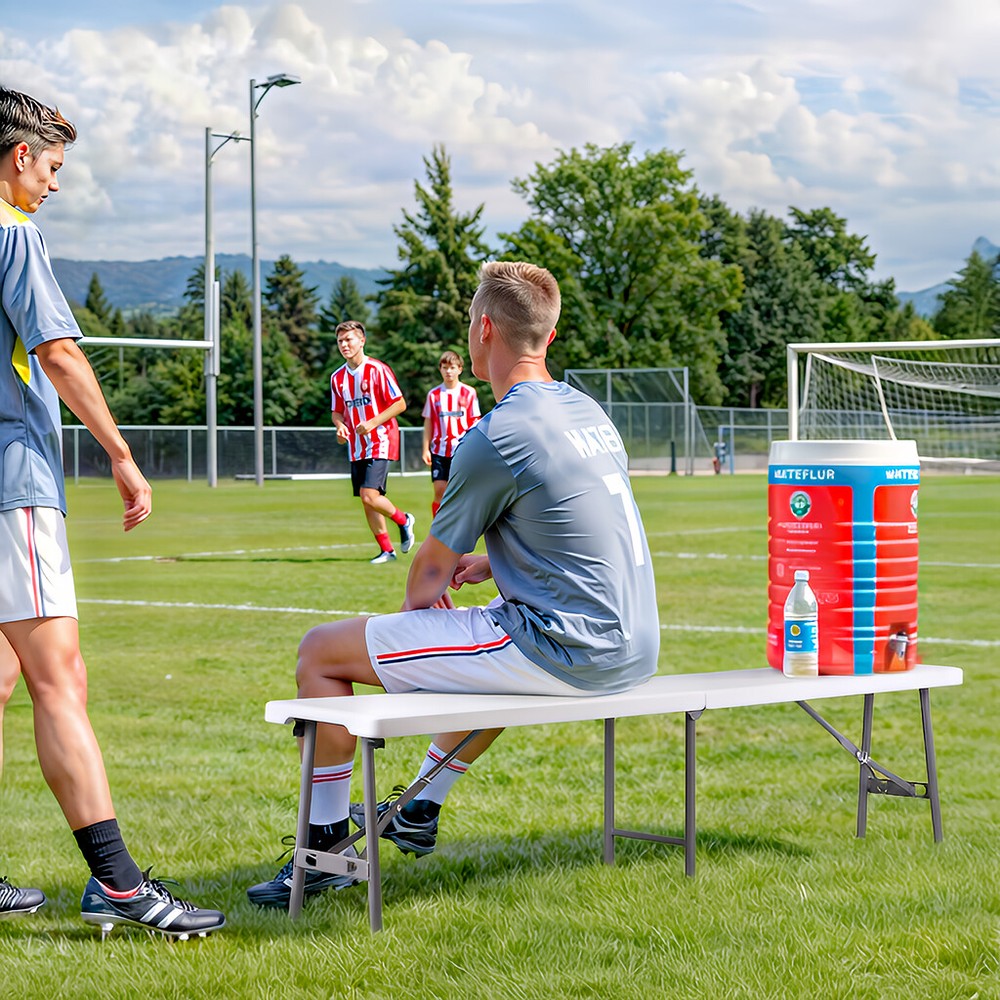 2X 6FT Plastic Foldtable Bench w/ Handles Outdoor Portable Stackable Bench Party