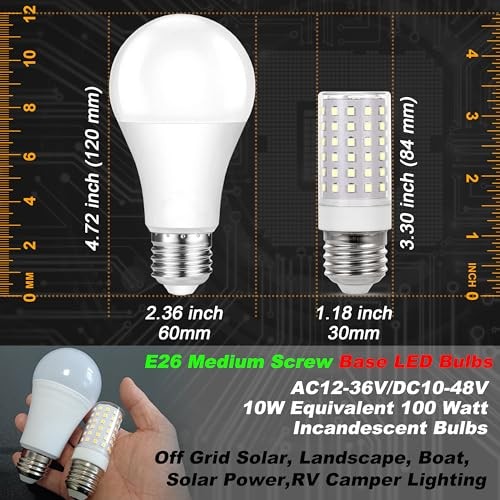 12 Volt 24V Low Voltage E26 Medium Screw 10W - Corn Bulb 6000k Daylight White