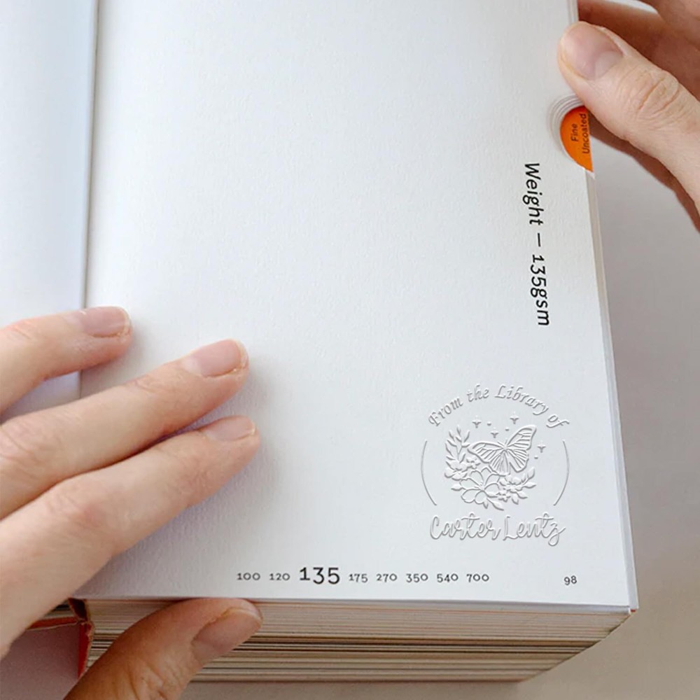 Personalized Library Embosser - Custom Name, Butterfly, and Flowers Design