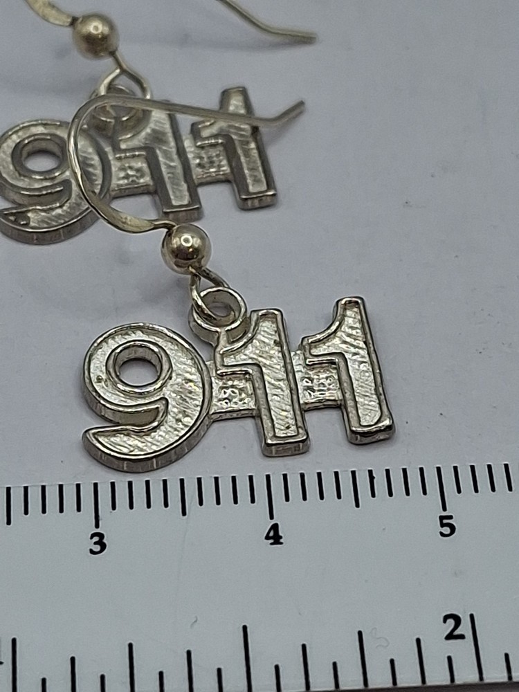 925 Silver 911 Emergency Dispatch Earrings.