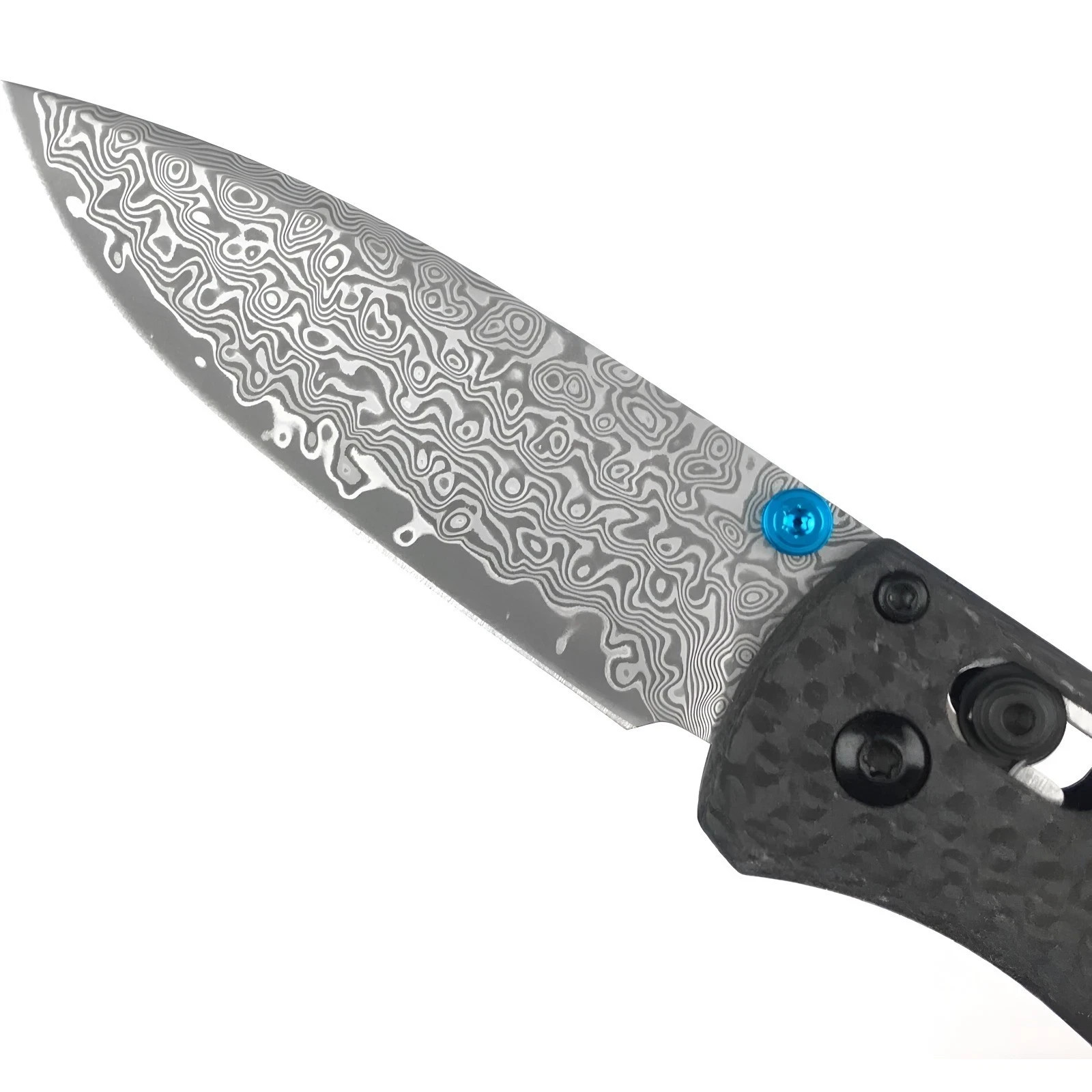 BENCHMADE 535 BUGOUT CPM-Damascus Steel Carbon Fiber with Top Edition