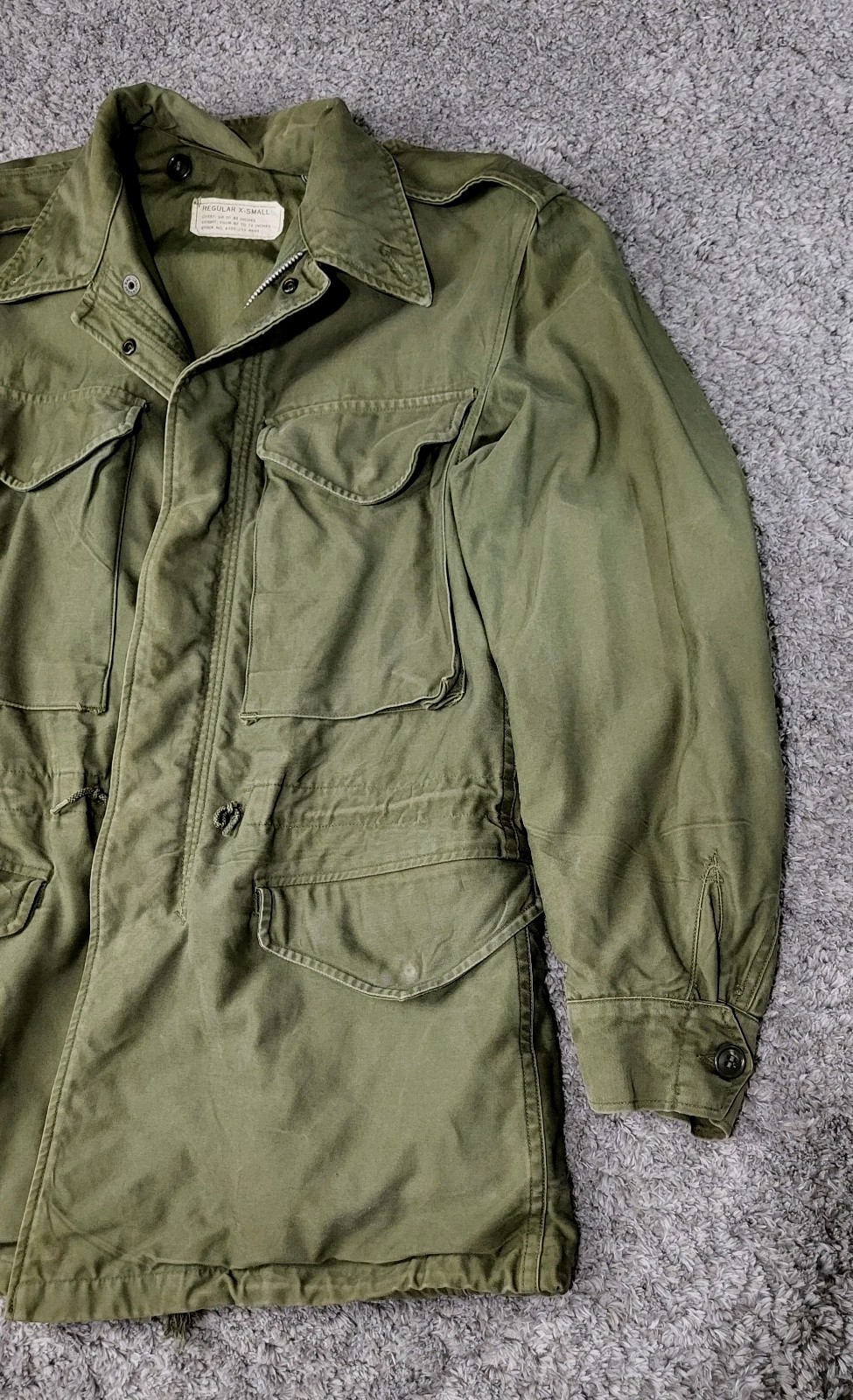 Vintage US Military OG-107 Sateen M51 Field Jacket Olive Green Regular XS 1958