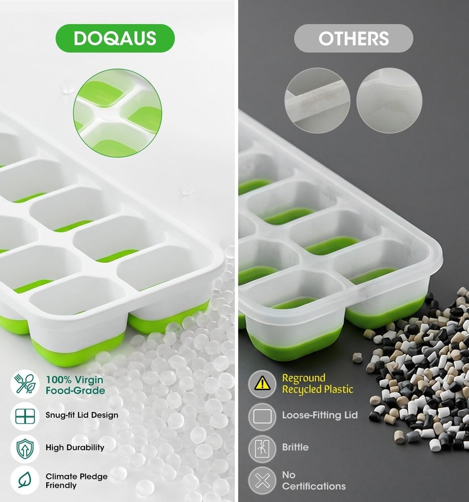 4 Pack Stackable Silicone Ice Cube Trays - BPA & LFGB Safe for Versatile Kitchen
