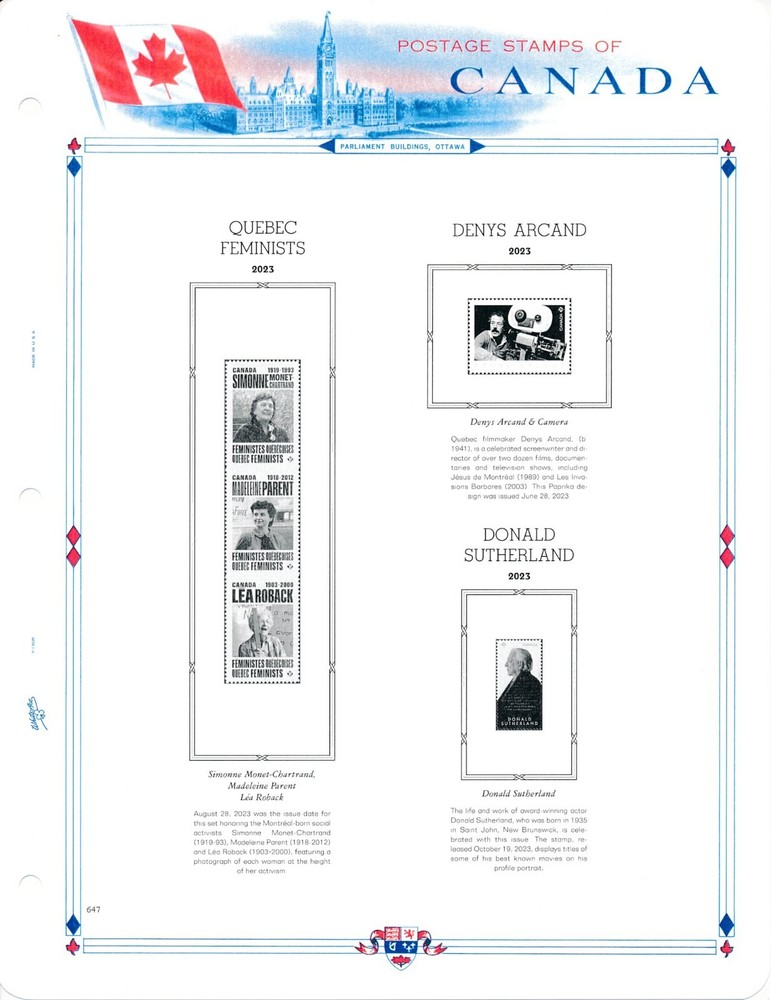 WHITE ACE 2023 Canada Commemorative Singles Stamp Album Supplement CC-68 NEW!