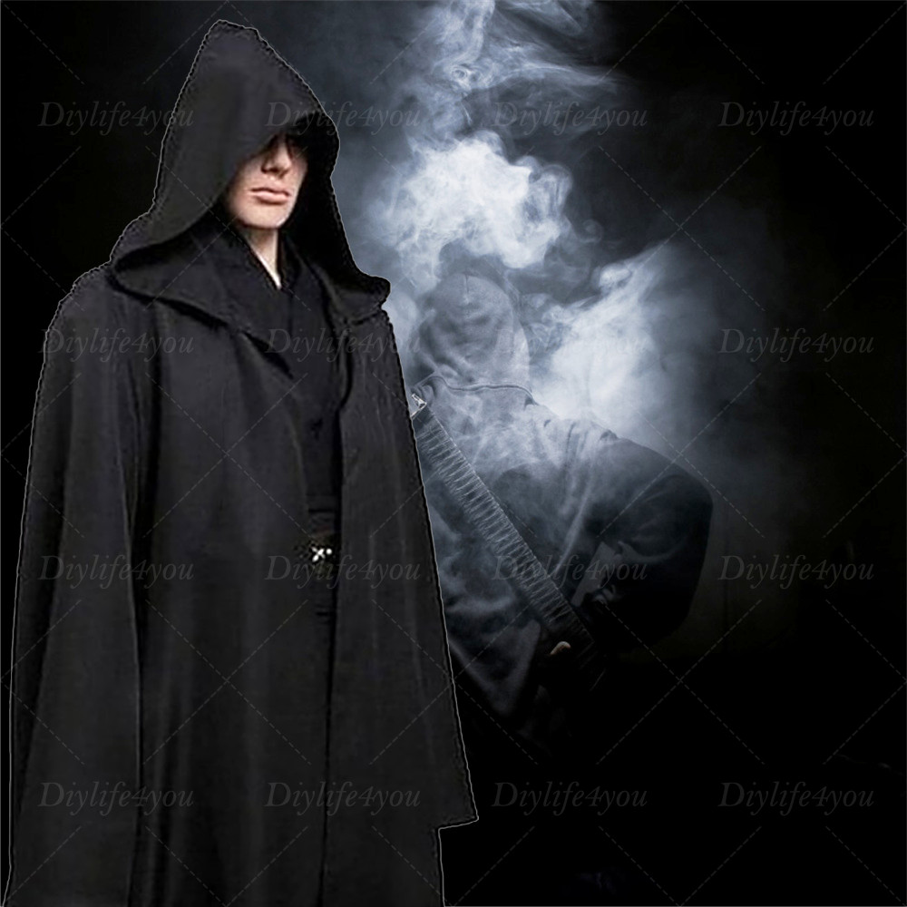 Adults Mens Hooded Robe Cloak Cape Party Halloween Vampire Robe Cosplay Costume