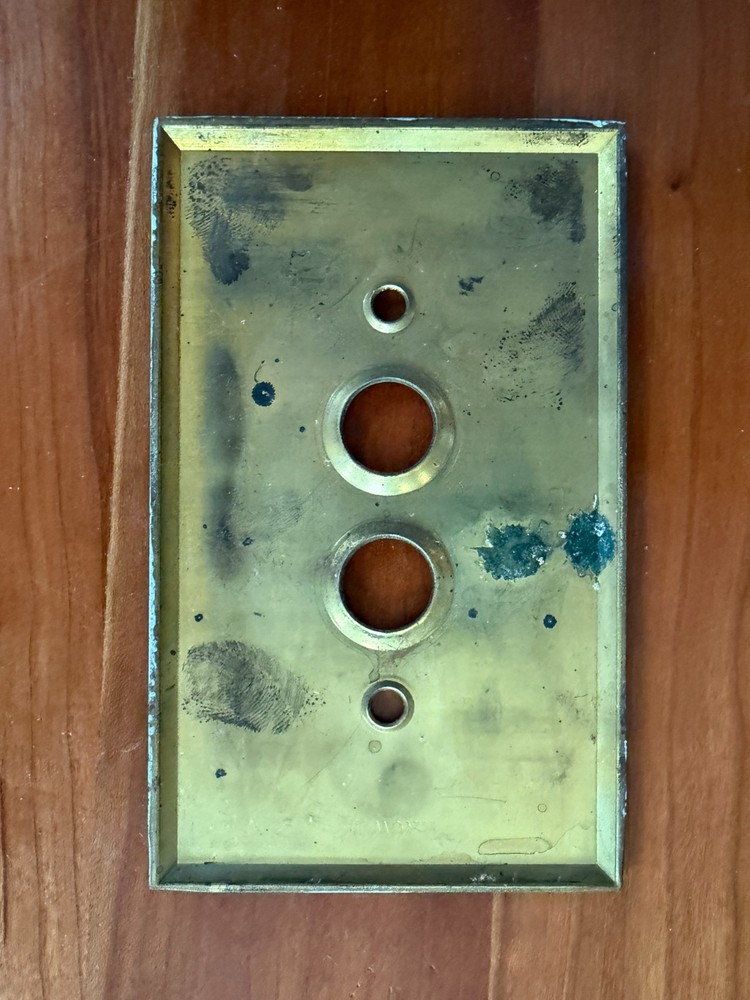 Vintage Brass Push Button Switch Plate